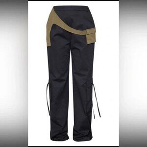 Black Contrast Panel Pocket Detail Cargos - Size 6
